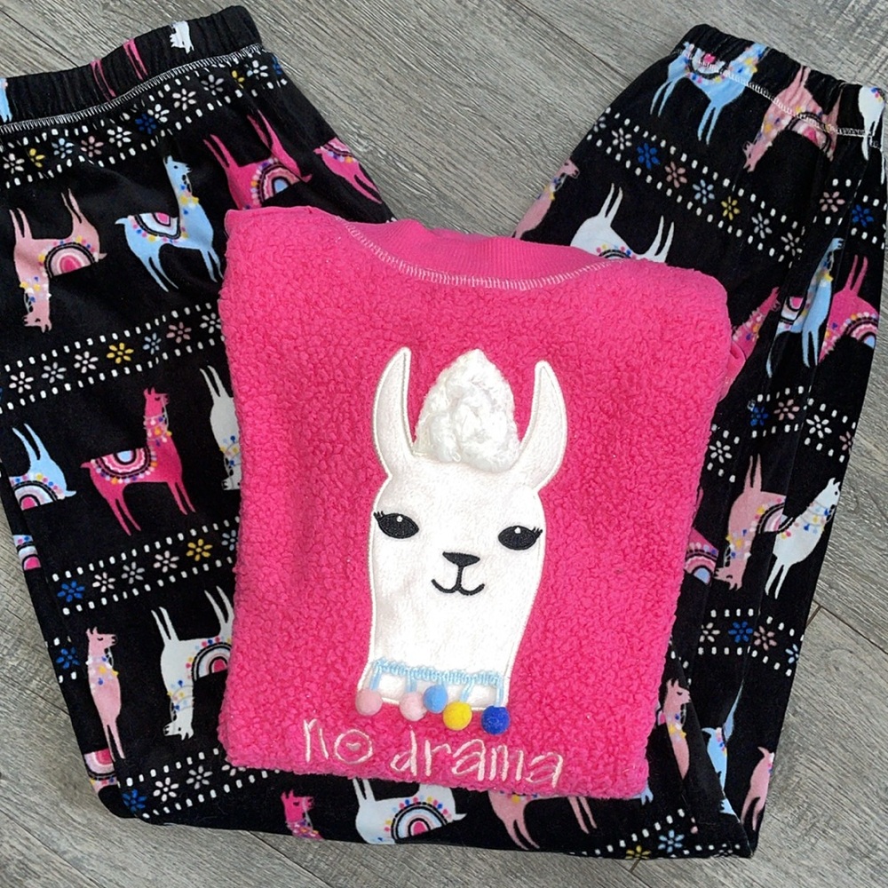 Pink fuzzy soft top & soft bottoms PJ set